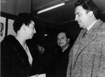 Con Federico Fellini y Carlo Levi, Roma, 1955